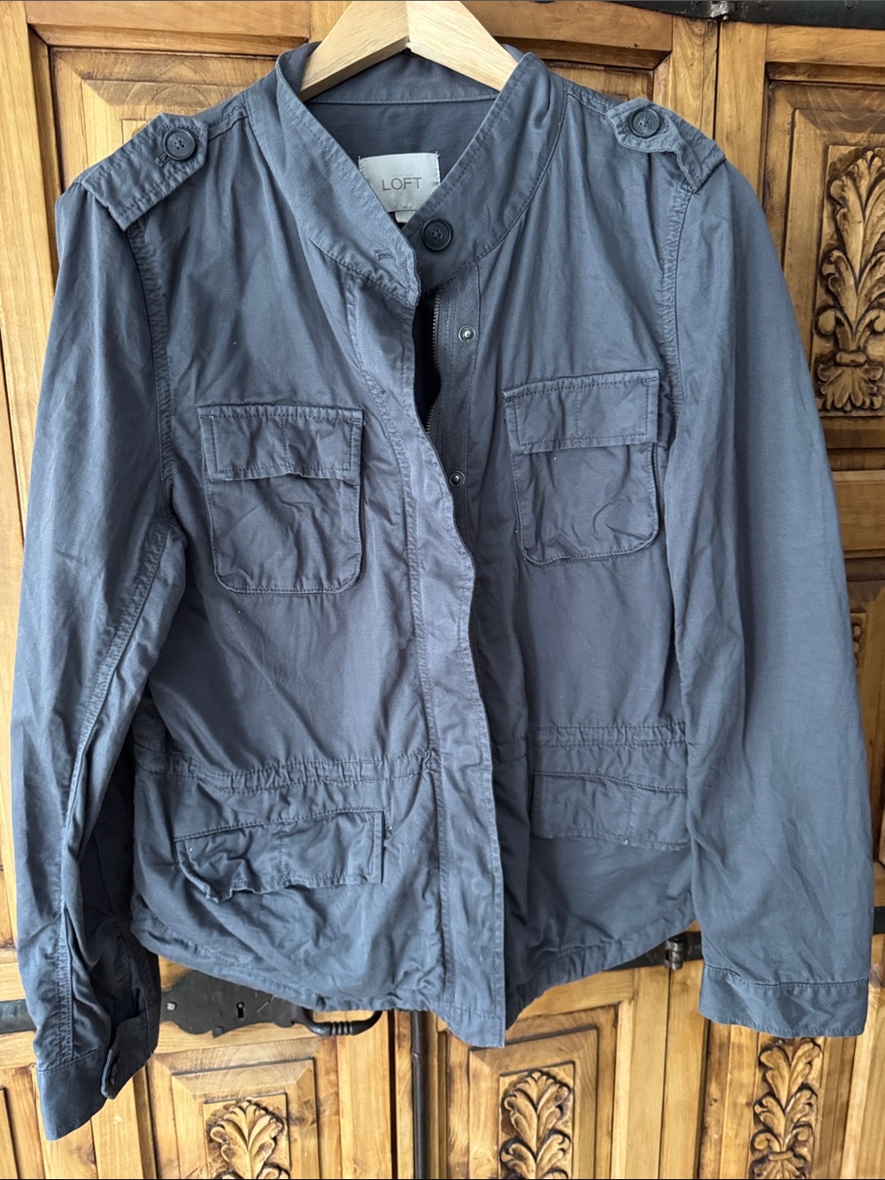 LOFT Gray/Blue Military Jacket